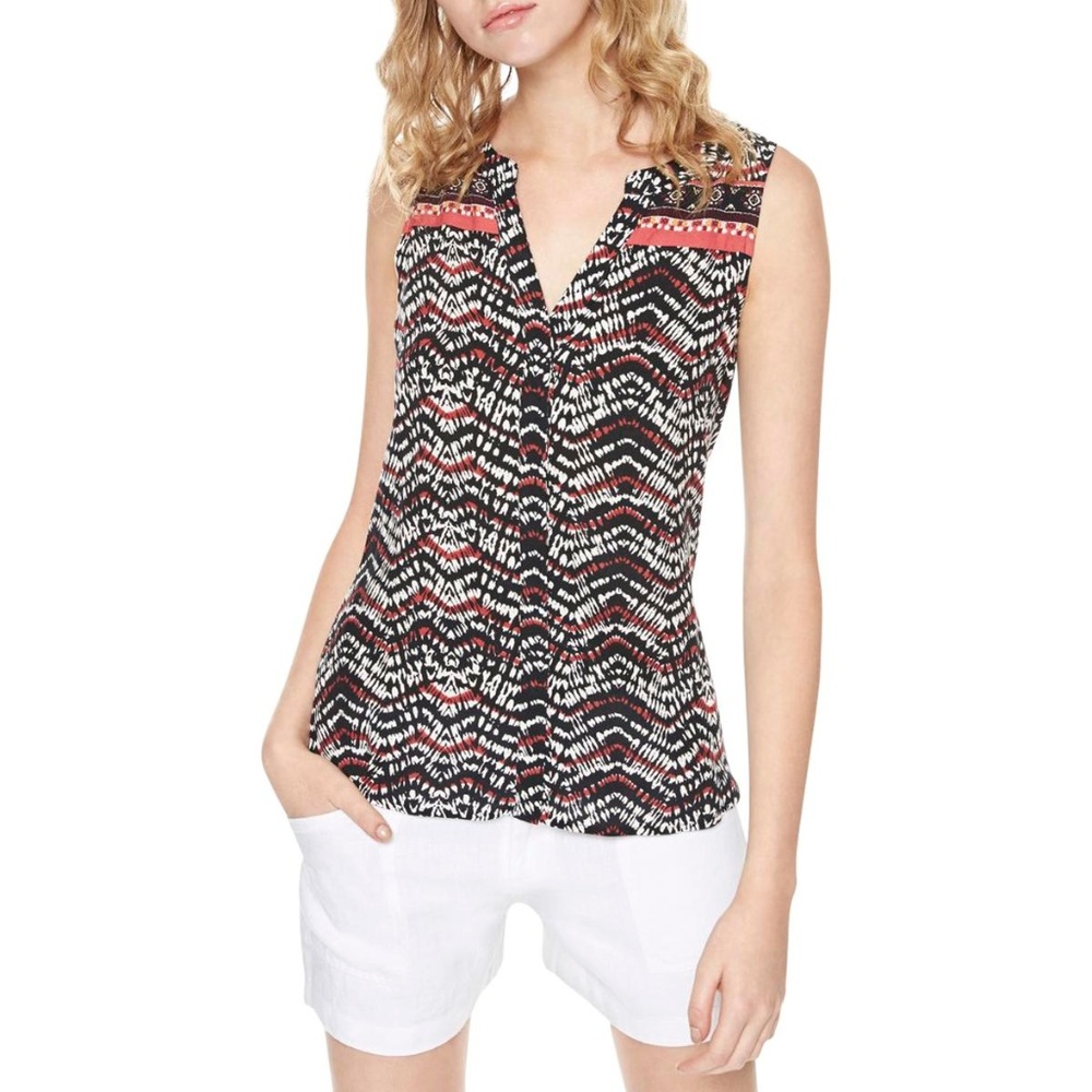 NWT Sanctuary Split Neck Sleeveless Blouse L